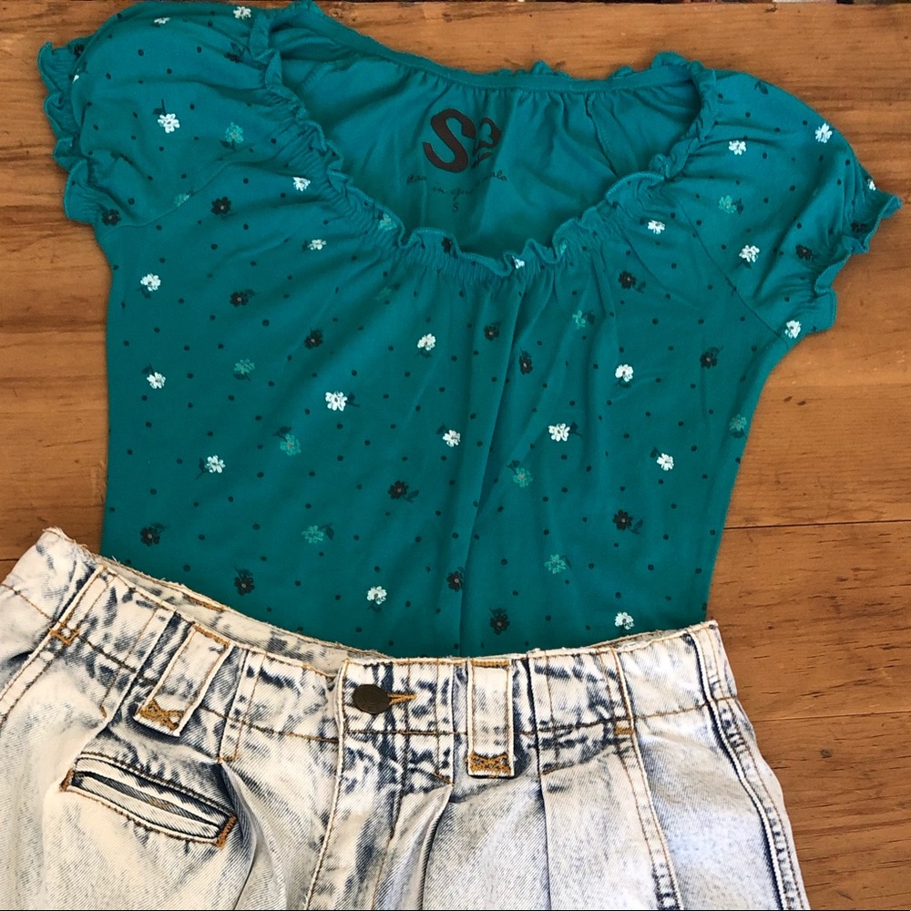 Turquoise SO floral print t shirt